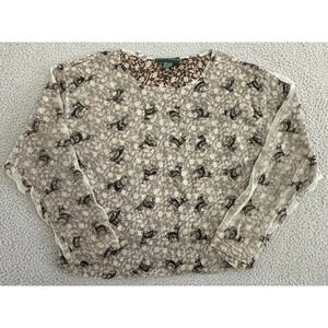 Papy Boez Womens Silk Top Tribal Print Layered Boho